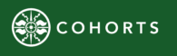 Cohorts logo is a white and green Roman shield