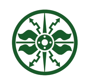 Cohorts logo is a white and green Roman shield